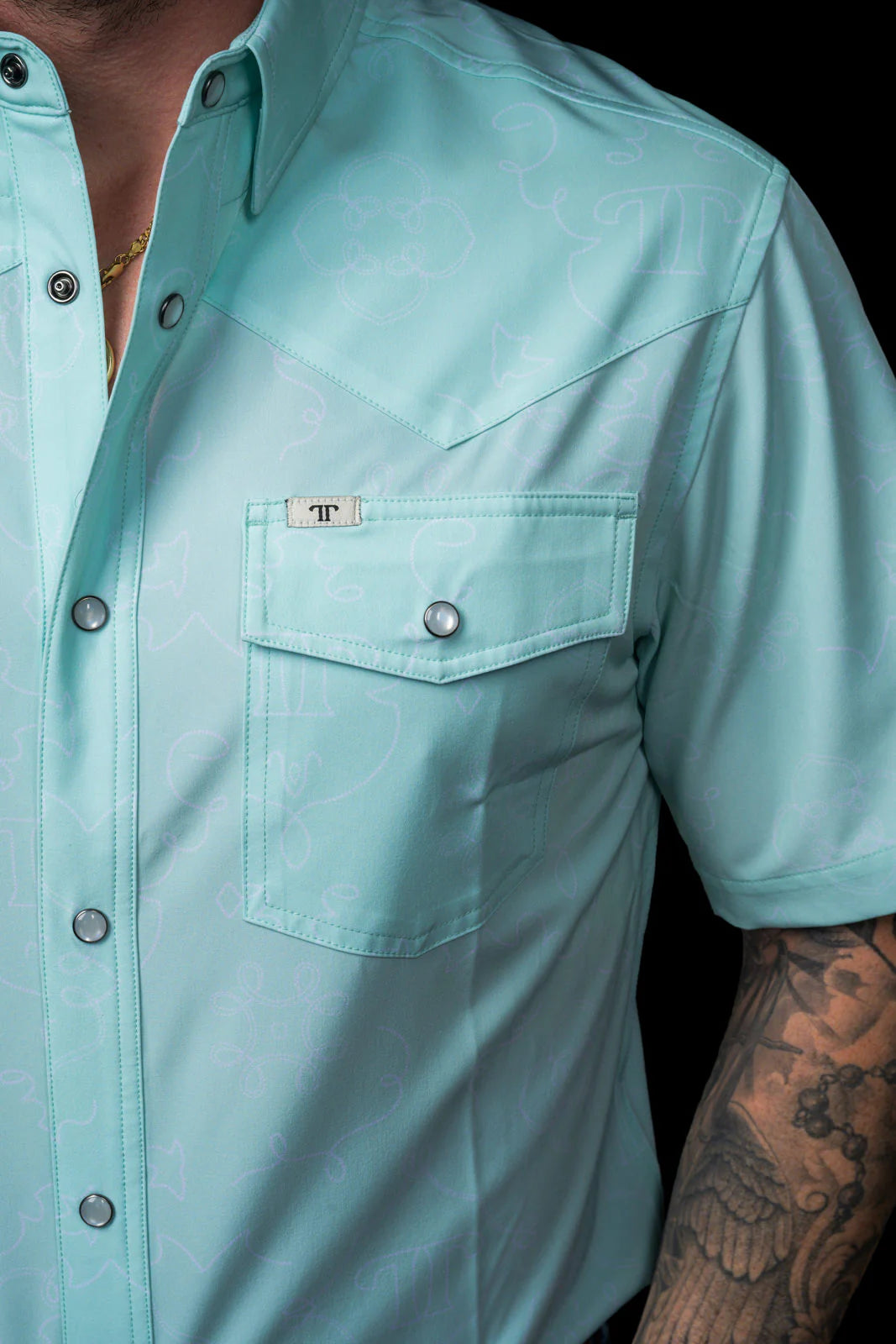 Ferrell The Carson in Mint - Short Sleeve Snap Shirt