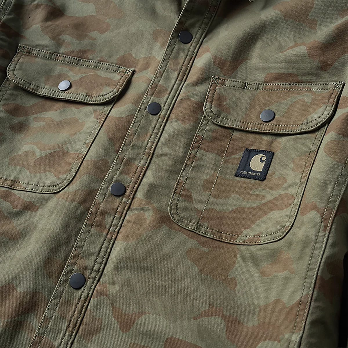 Carhartt | Rugged Flex Relaxed Fit Canvas Fleece Shirt Jacket in Army Green Camo