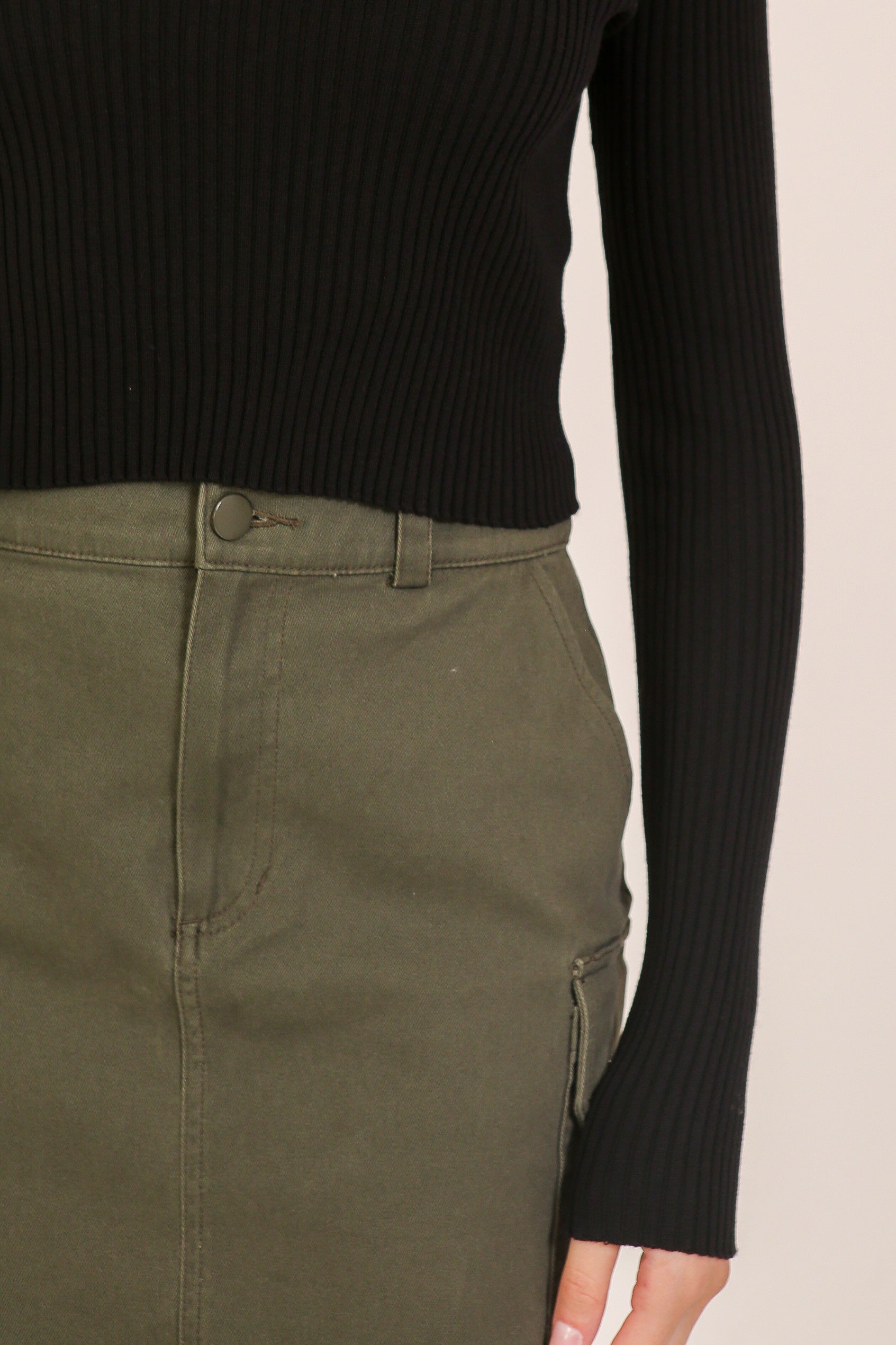 That's My Call Black Ribbed Turtleneck Top