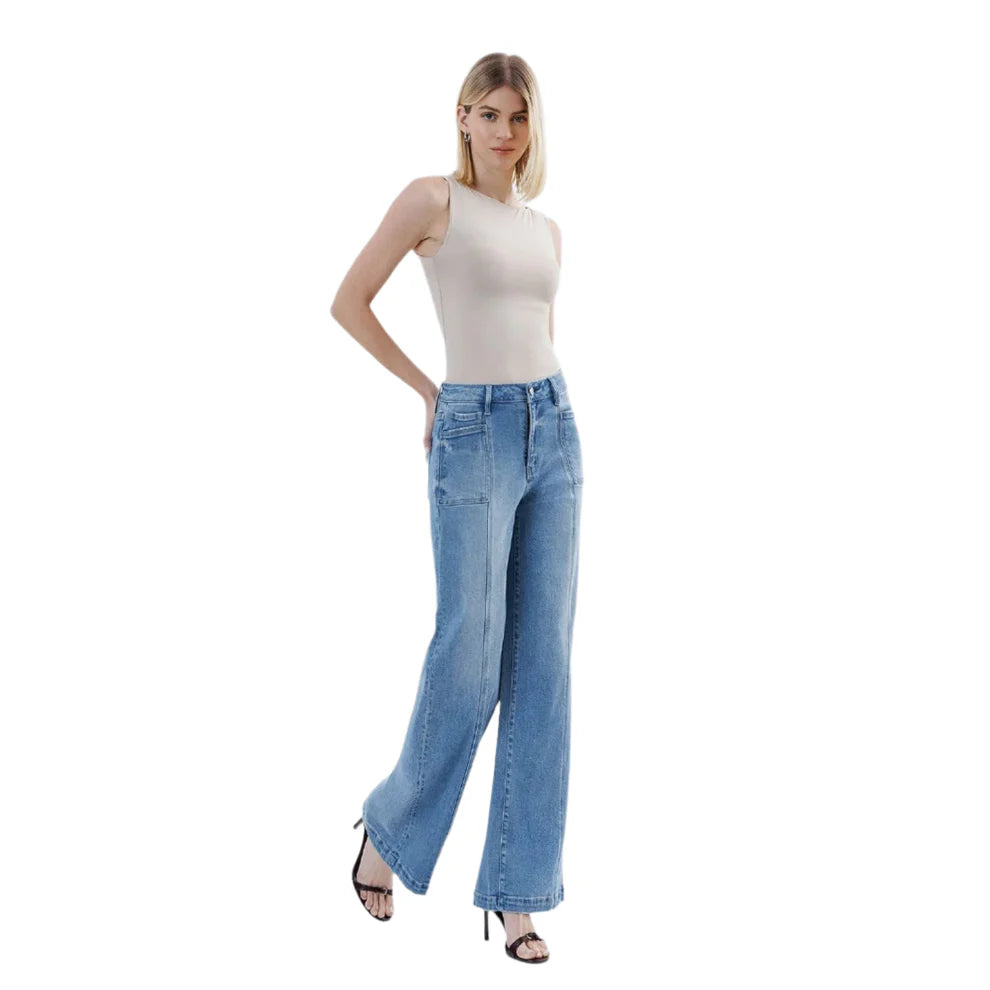 Holly High Rise Full Length Wide Leg Jeans