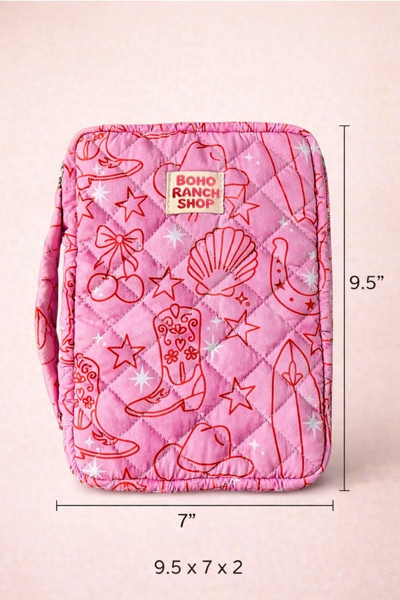 Quilted Bible Cover/Bible Case | Pink Western