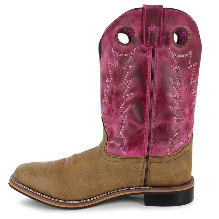Girl's Smoky Mountain Vintage Brown and Pink Square Toe Boot