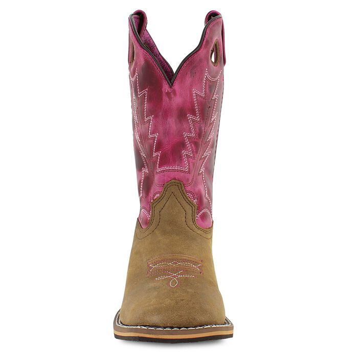Girl's Smoky Mountain Vintage Brown and Pink Square Toe Boot