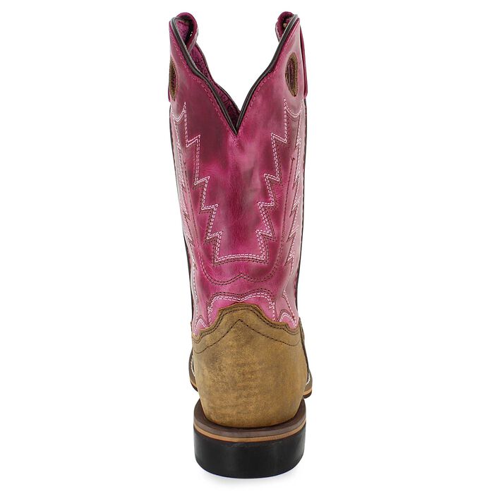 Girl's Smoky Mountain Vintage Brown and Pink Square Toe Boot