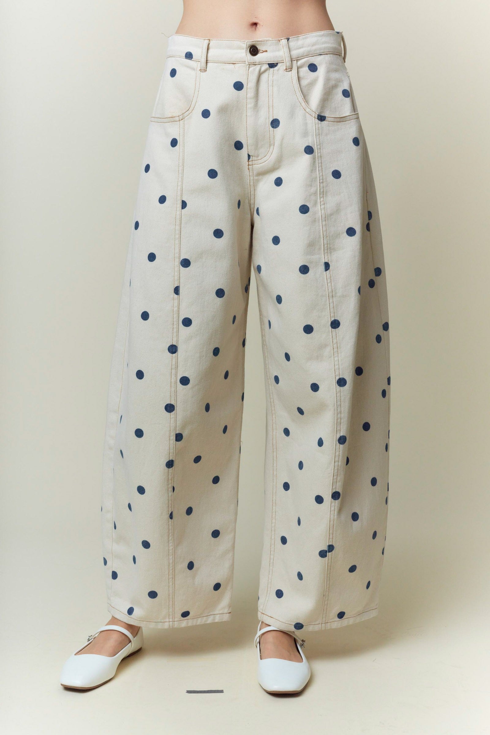 Sweet Spot Cream/Navy Polka Dot Denim
