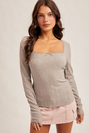 Darling Daydream Grey Knit Top