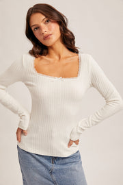 Darling Daydream Off White Knit Top