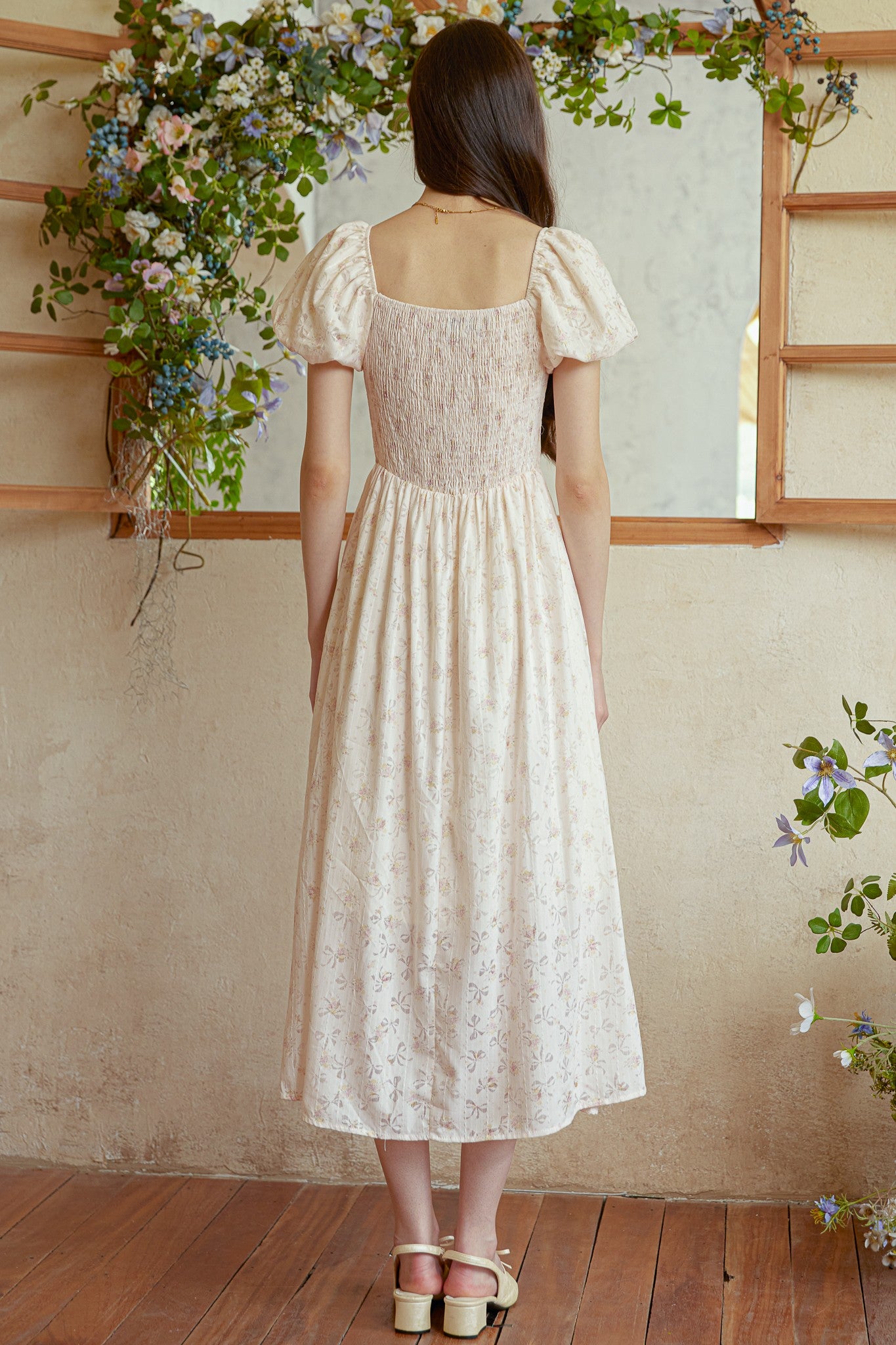 Vintage Charm Midi Dress in Blush