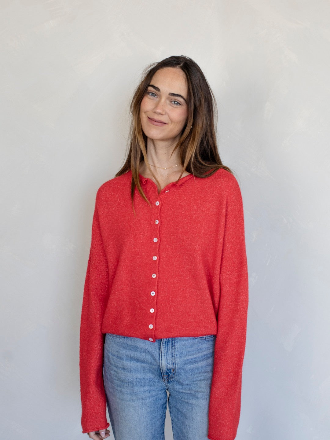 Piper Cardigan Sweater in Red