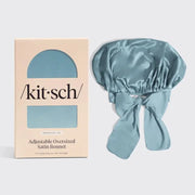 Kitsch Adjustable Oversized Satin Bonnet- Haze Blue