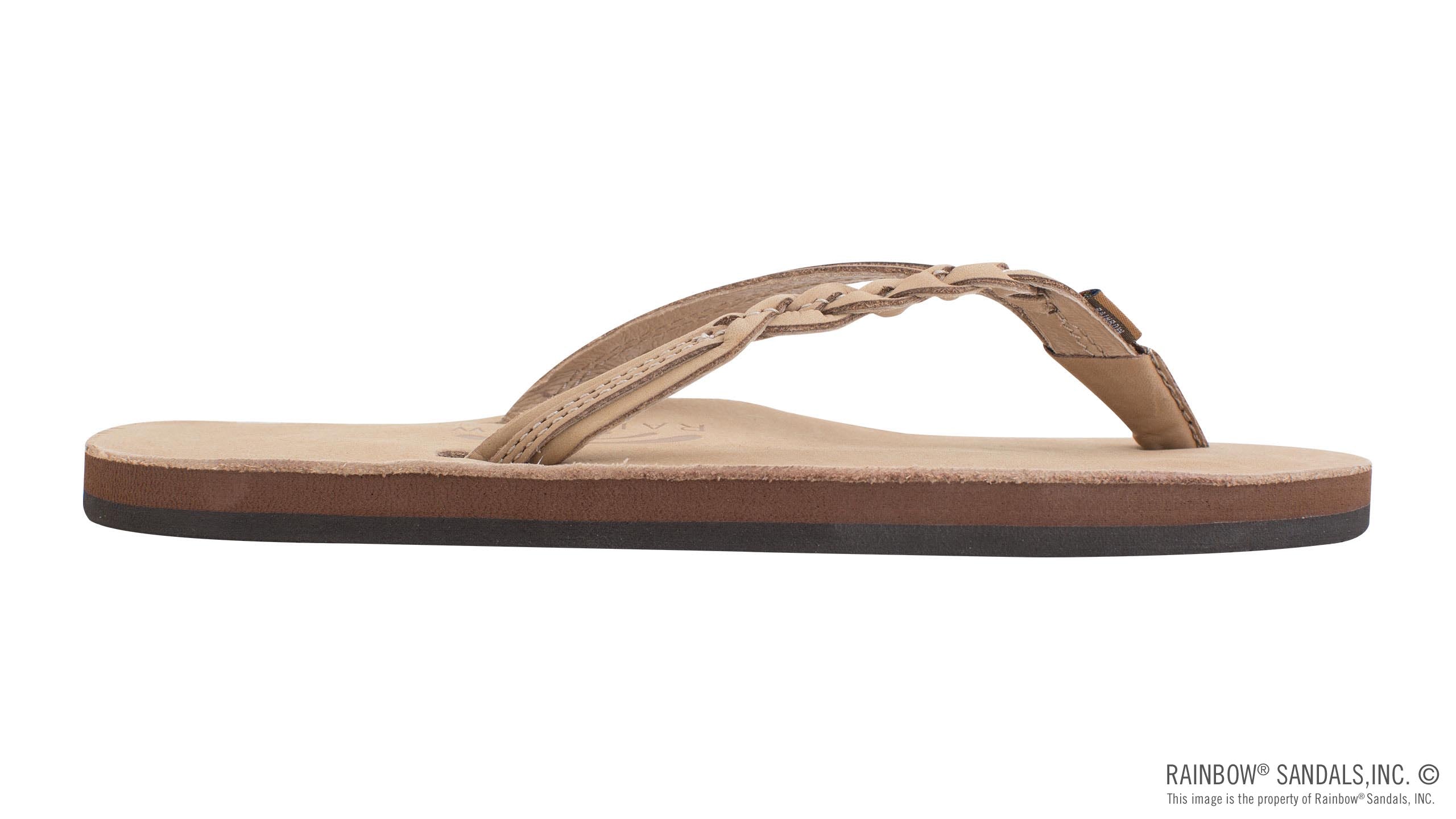 Rainbow Sandals | Women's Flirty Braidy Single Layer Premier Leather Sandal in Sierra Brown