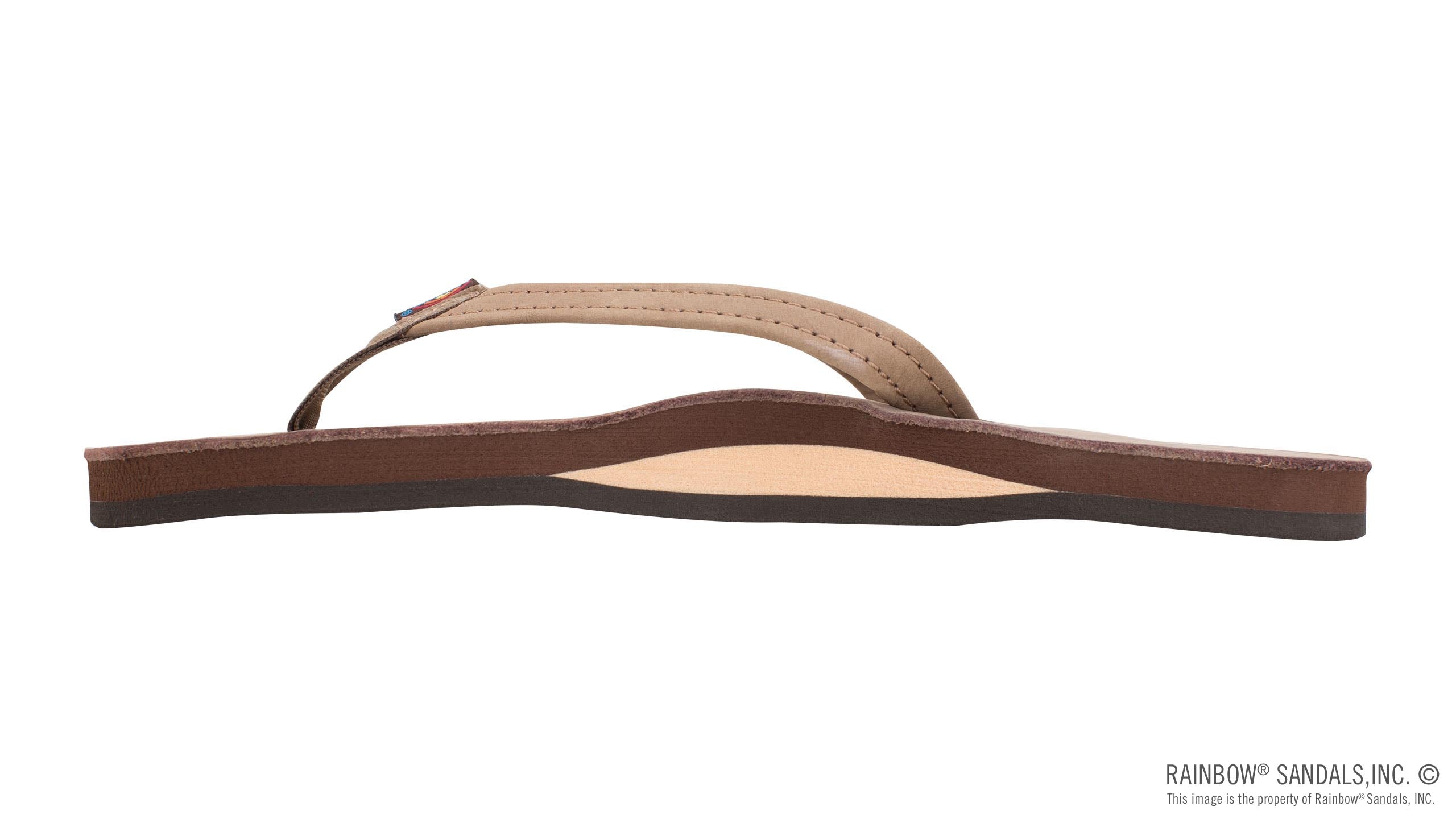 Rainbow Sandals | Women's Single Layer Narrow Strap Premier Leather Sandal in Dark Brown