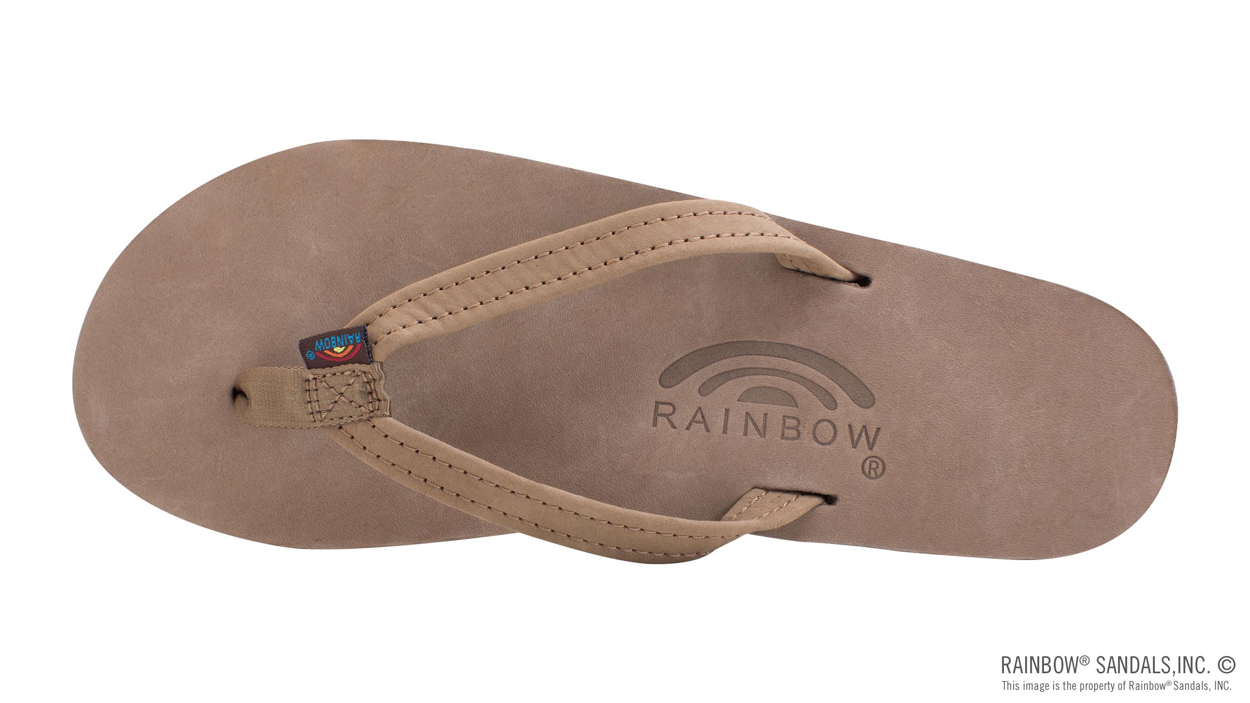 Rainbow Sandals | Women's Single Layer Narrow Strap Premier Leather Sandal in Dark Brown