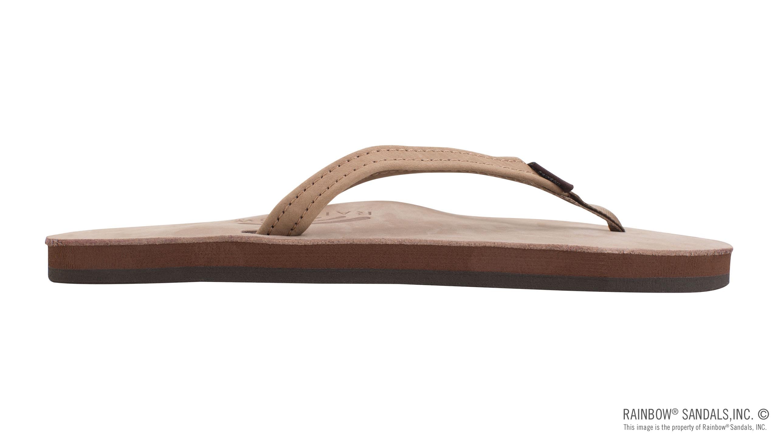 Rainbow Sandals | Women's Single Layer Narrow Strap Premier Leather Sandal in Dark Brown