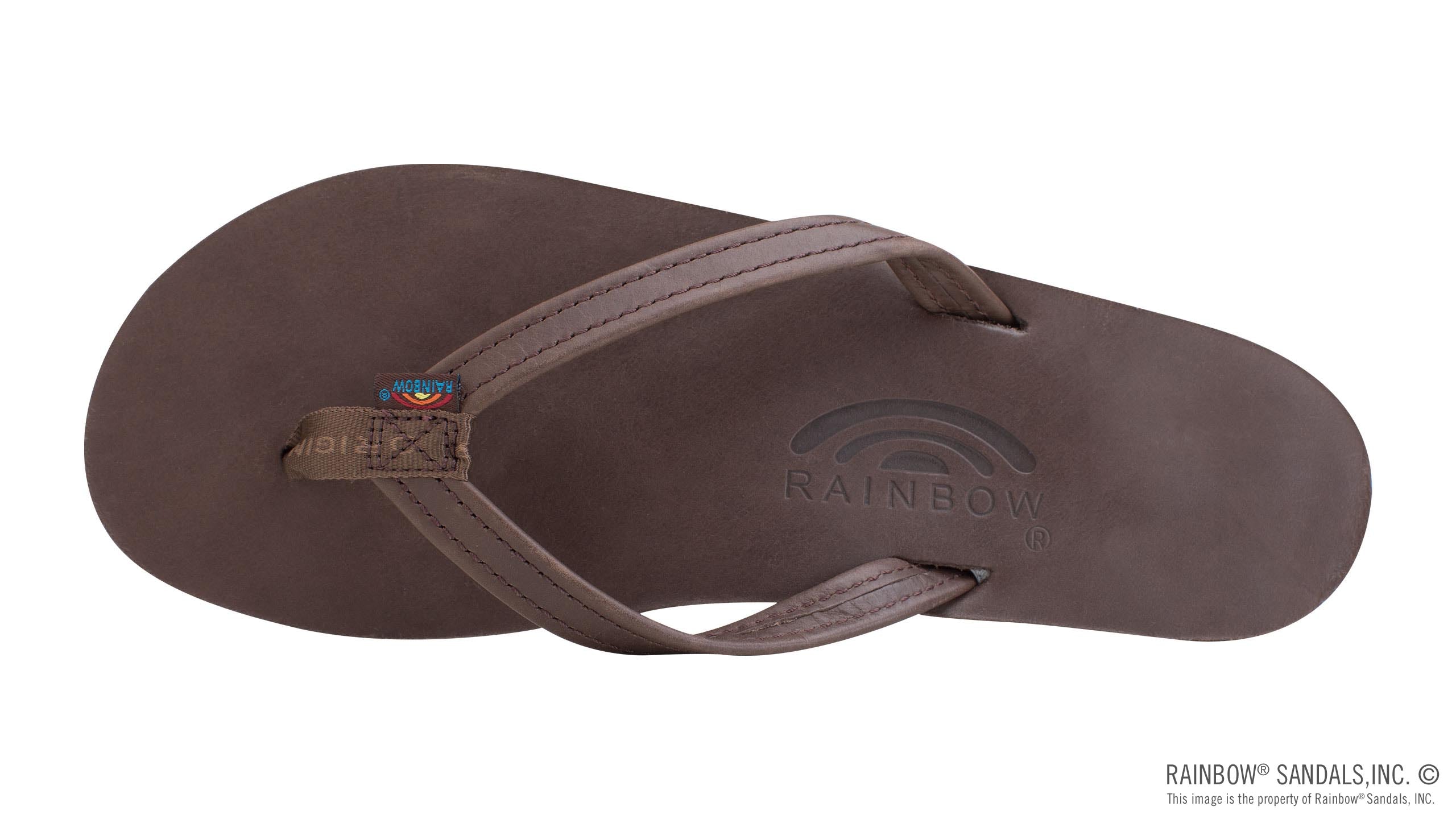 Rainbow Sandals | Women's Single Layer Narrow Strap Premier Leather Sandal in Mocha