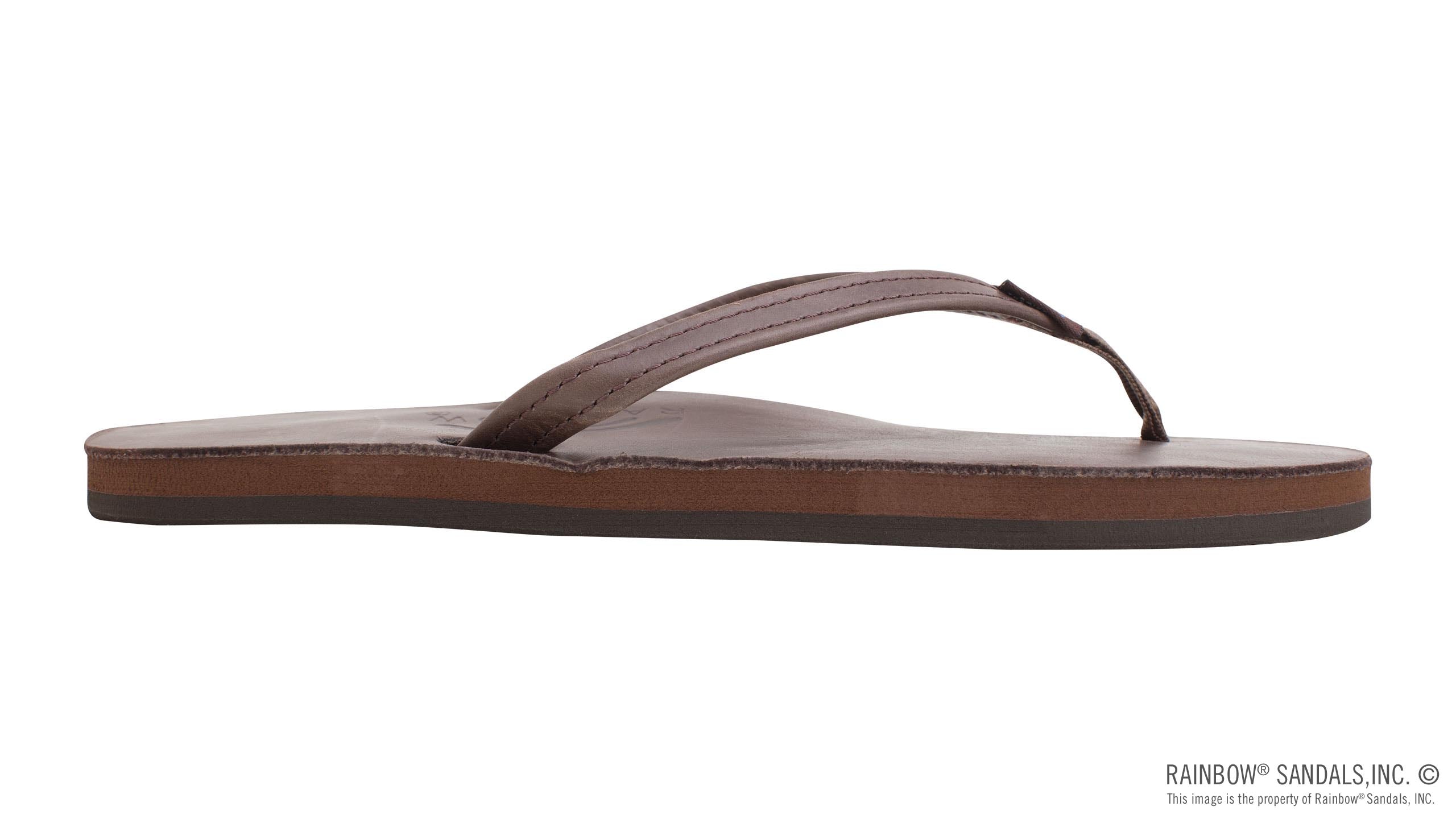 Rainbow Sandals | Women's Single Layer Narrow Strap Premier Leather Sandal in Mocha