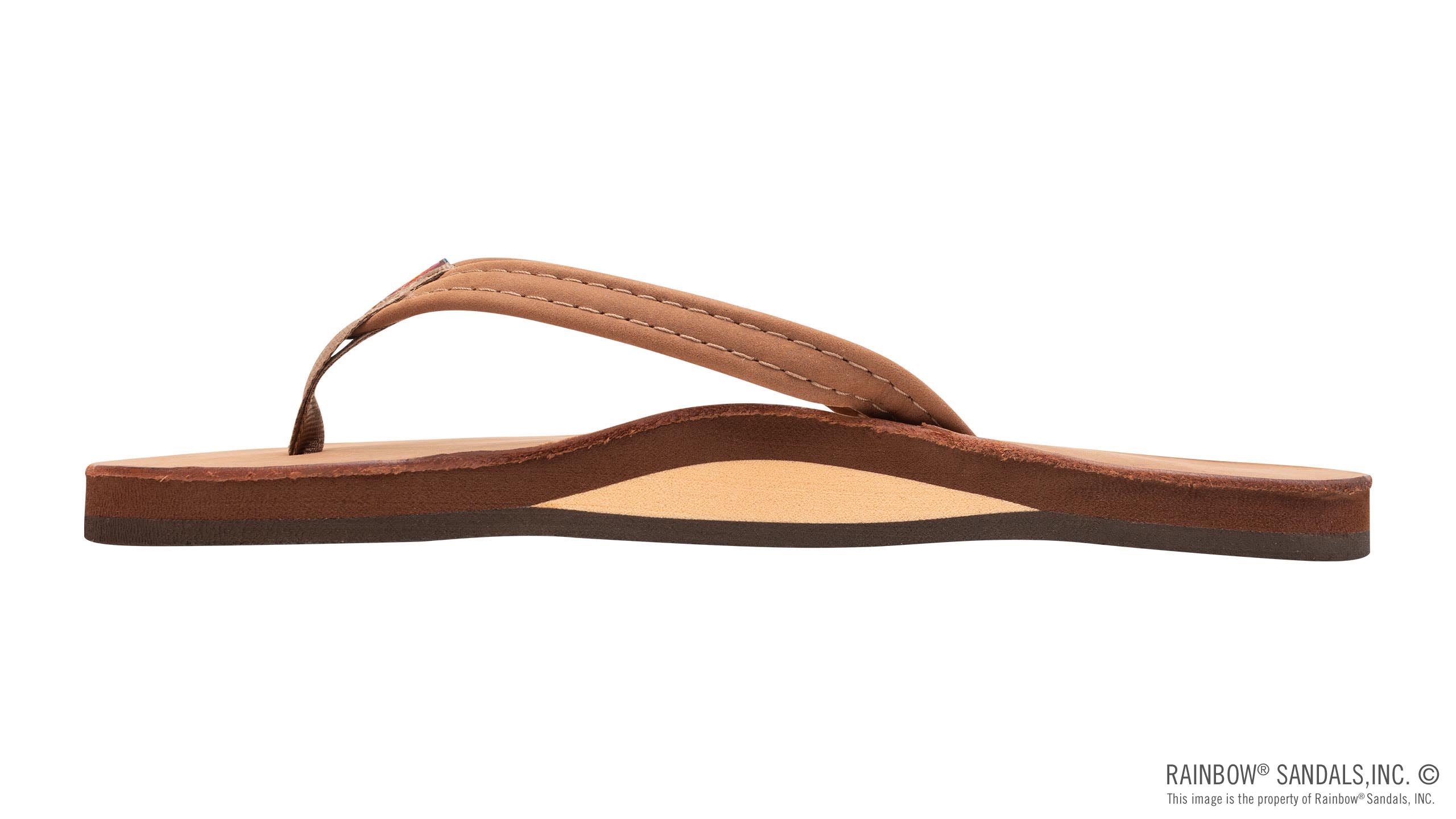 Rainbow Sandals | Women's Single Layer Narrow Strap Premier Leather Sandal in Redwood