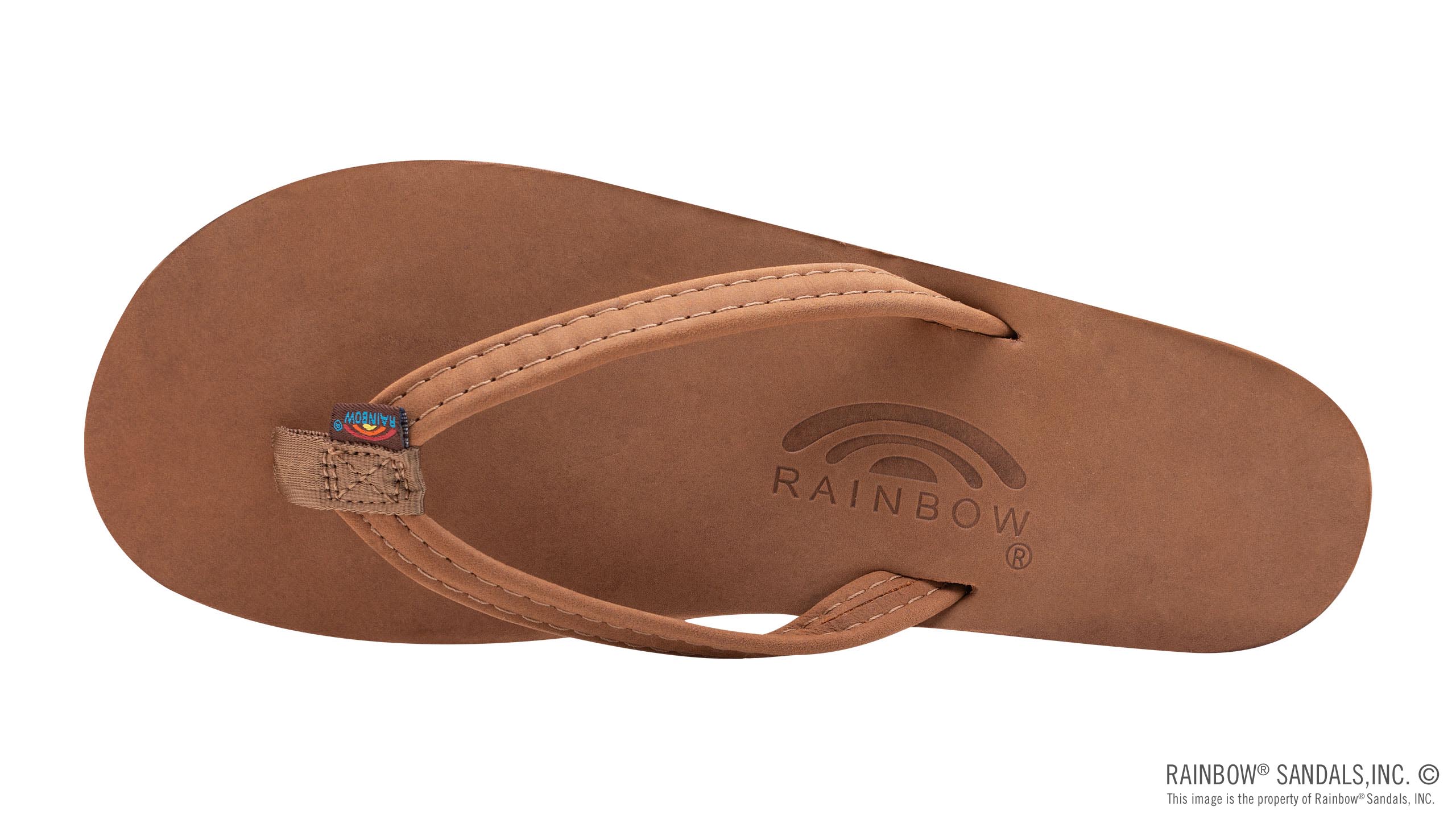 Rainbow Sandals | Women's Single Layer Narrow Strap Premier Leather Sandal in Redwood