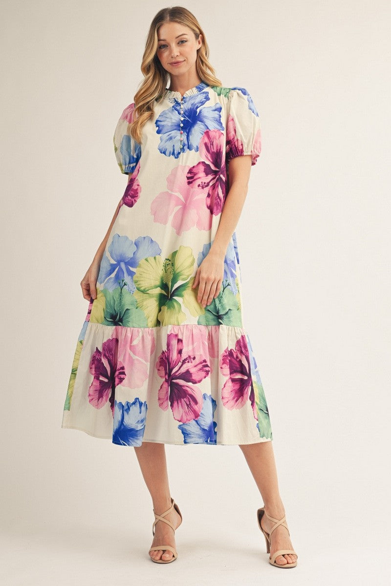 Blooming Canvas Midi Dress