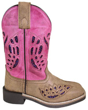 GIRL'S SMOKY MOUNTAIN TRIXIE BROWN PINK LEATHER COWBOY BOOTS