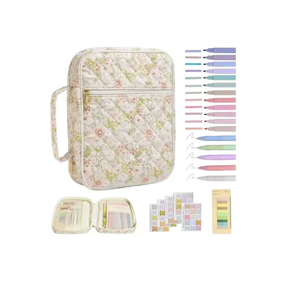 Ruth Pink Floral Print Bible Cover with Accessories
