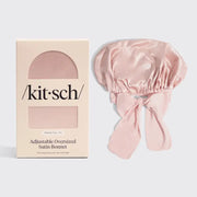 Kitsch Adjustable Oversized Satin Bonnet- Blush