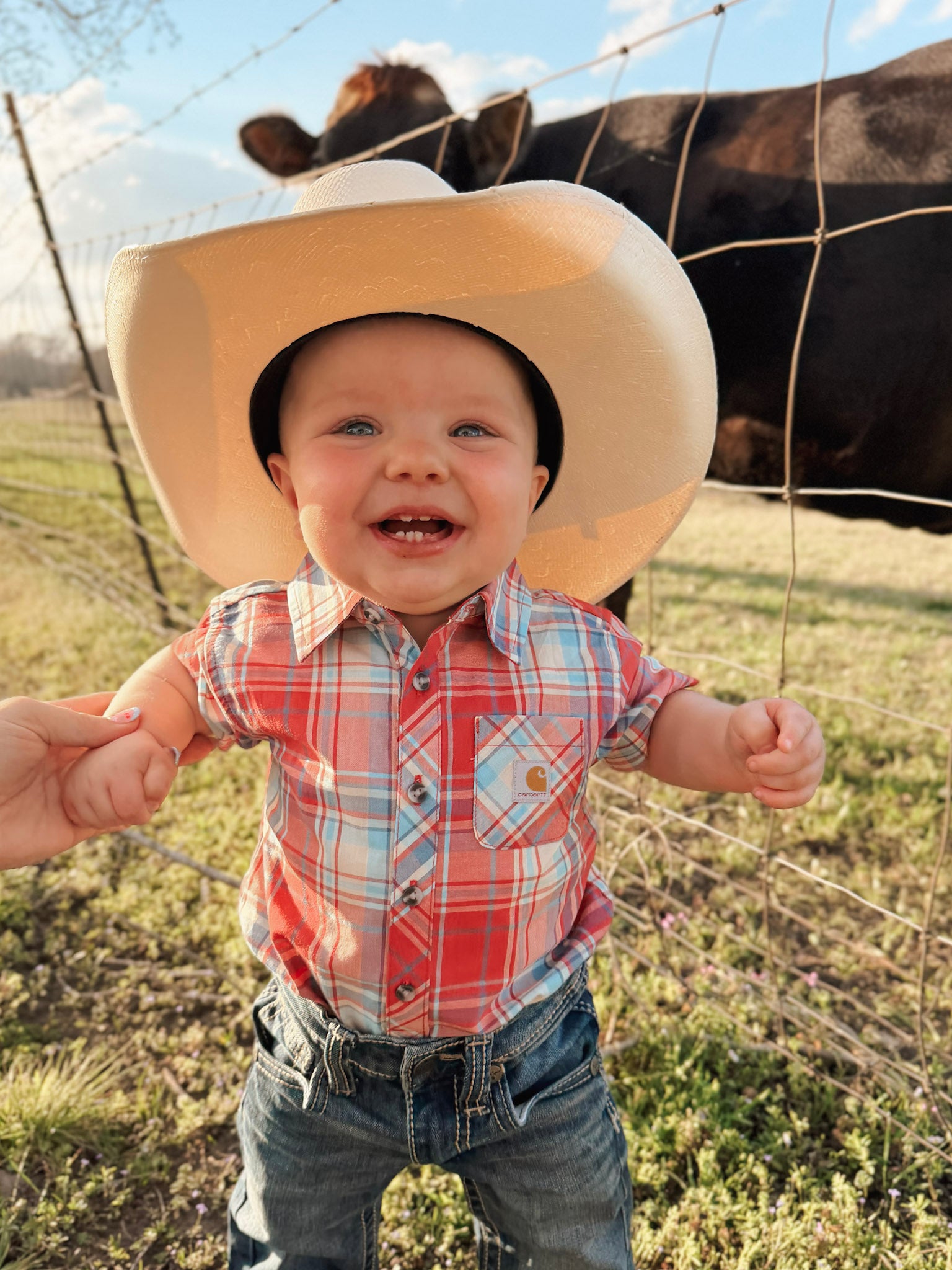 Carhartt Infant Woven Bodysuit in Red Plaid