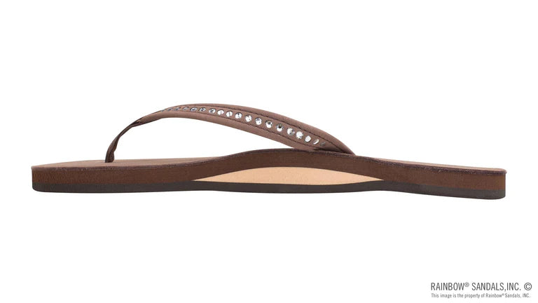 Rainbow Sandals | Women's Crystal Collection Single Layer Narrow Strap Sandal in eXpresso