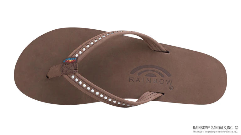 Rainbow Sandals | Women's Crystal Collection Single Layer Narrow Strap Sandal in eXpresso