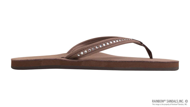 Rainbow Sandals | Women's Crystal Collection Single Layer Narrow Strap Sandal in eXpresso