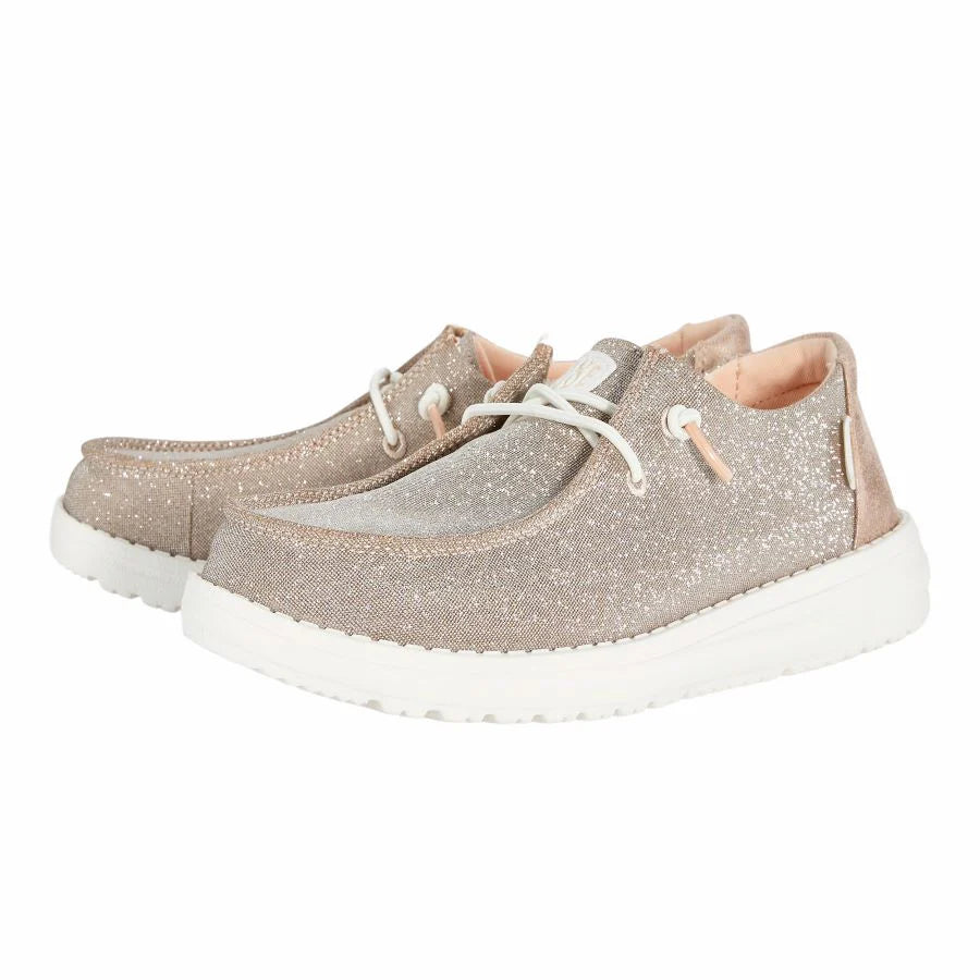 Hey Dude Wendy Youth Metallic Sparkle Rose Gold