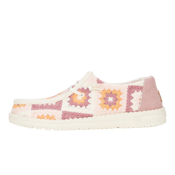 Women's Hey Dude Wendy Cottage Crochet in Petal Pink/Multi