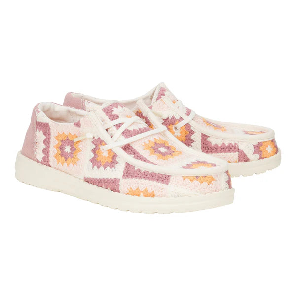 Women's Hey Dude Wendy Cottage Crochet in Petal Pink/Multi
