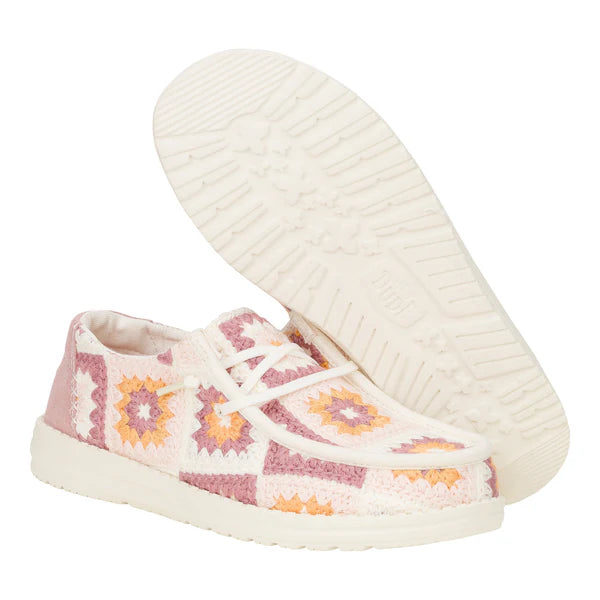 Women's Hey Dude Wendy Cottage Crochet in Petal Pink/Multi