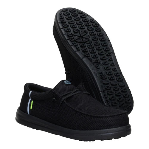 Men's Hey Dude Wally Work Composite Toe Shoes in Black/Black