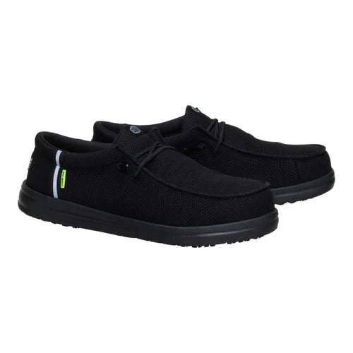 Men's Hey Dude Wally Work Composite Toe Shoes in Black/Black