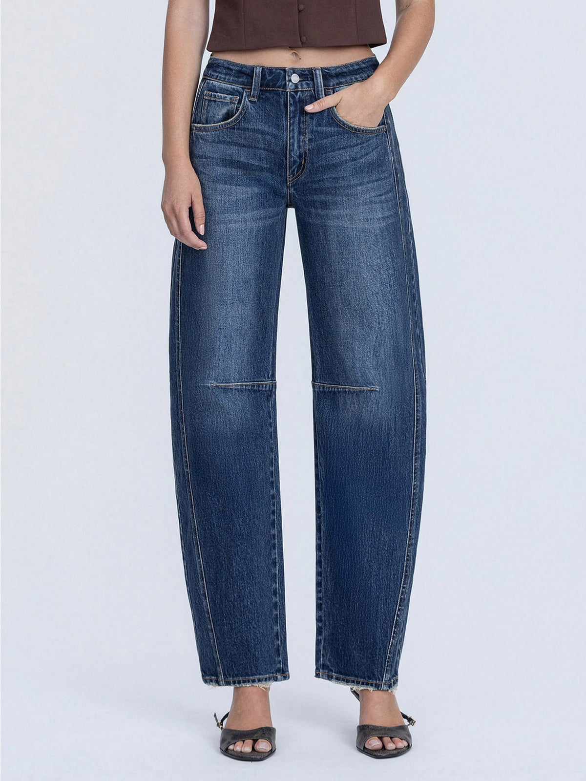 The Jade High Rise Barrel Jeans