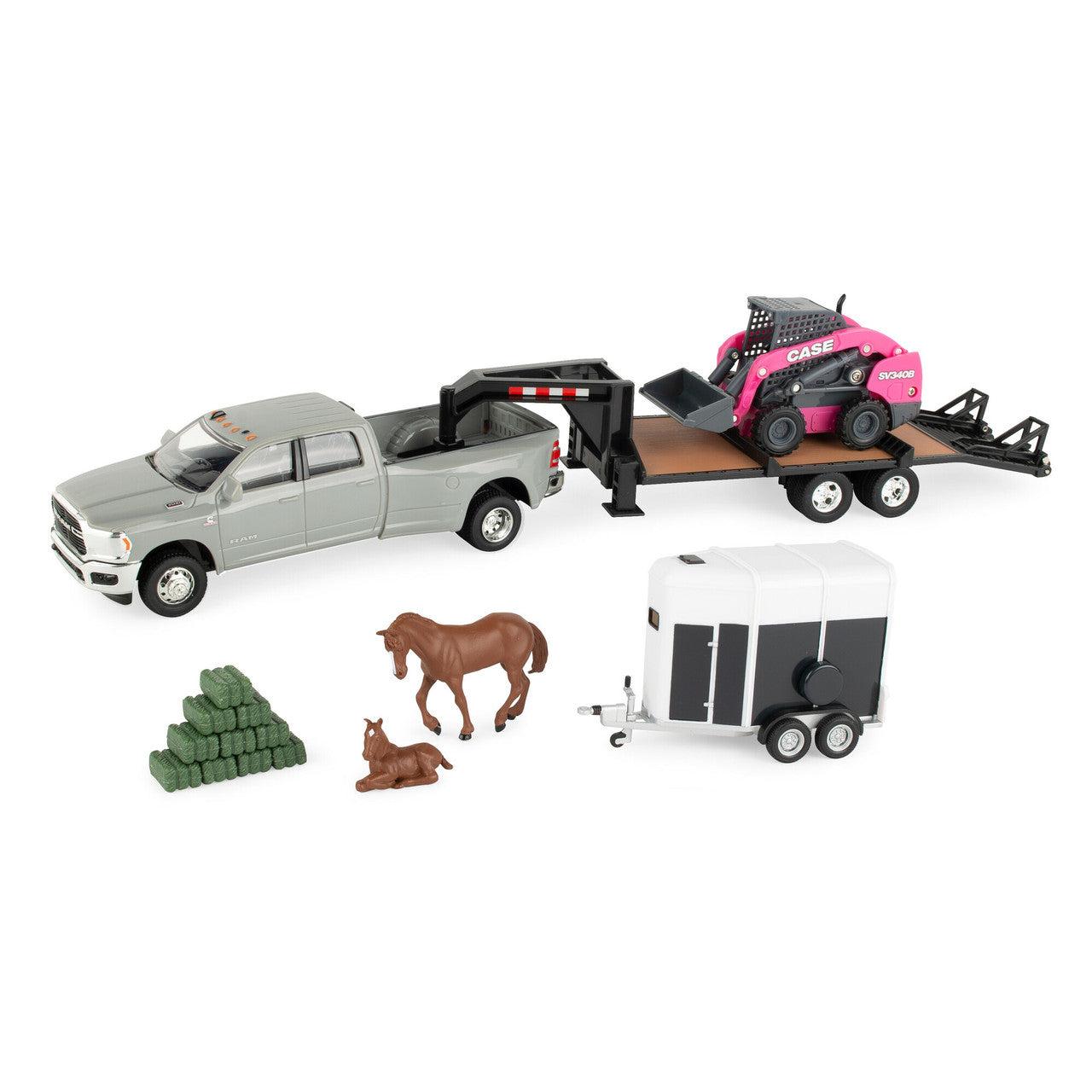 RAM Pickup Truck Toy with Case Construction SV340B Skid Steer, Trailers and Accessories