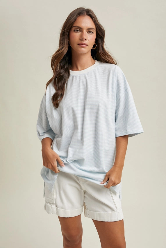 Summer Sky Oversized Stripe Tee
