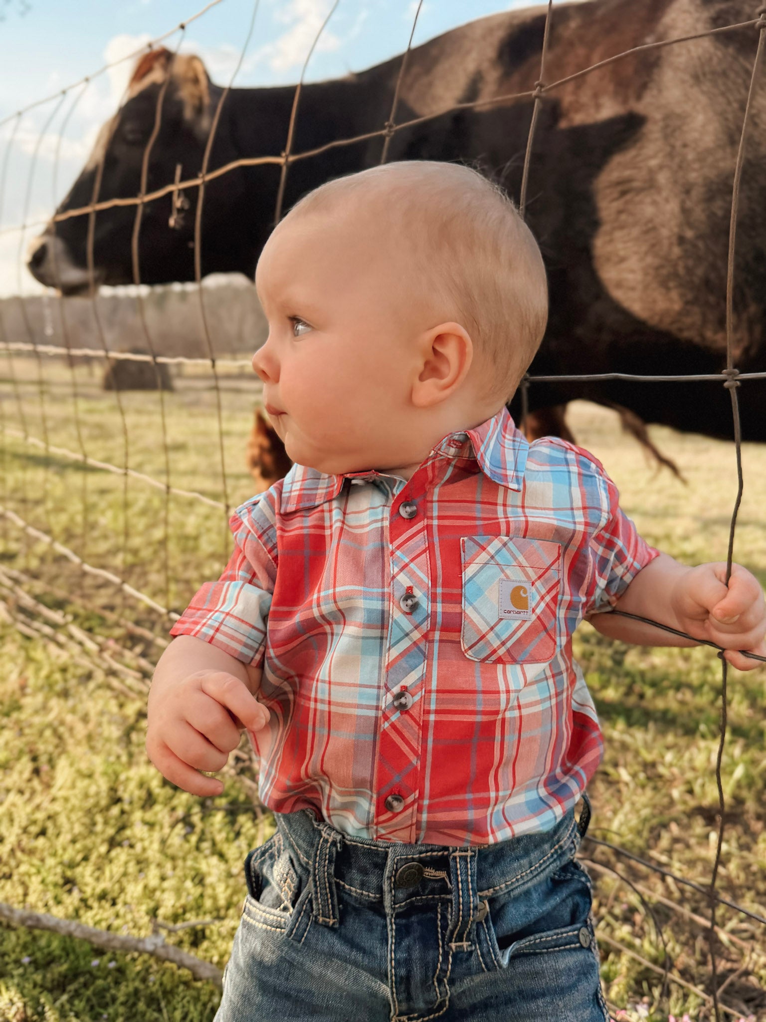 Carhartt Infant Woven Bodysuit in Red Plaid