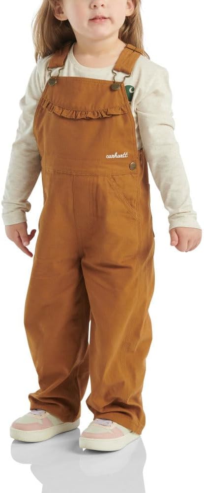 Carhartt Infant & Toddler Ruffle Front Canvas Overalls in Brown