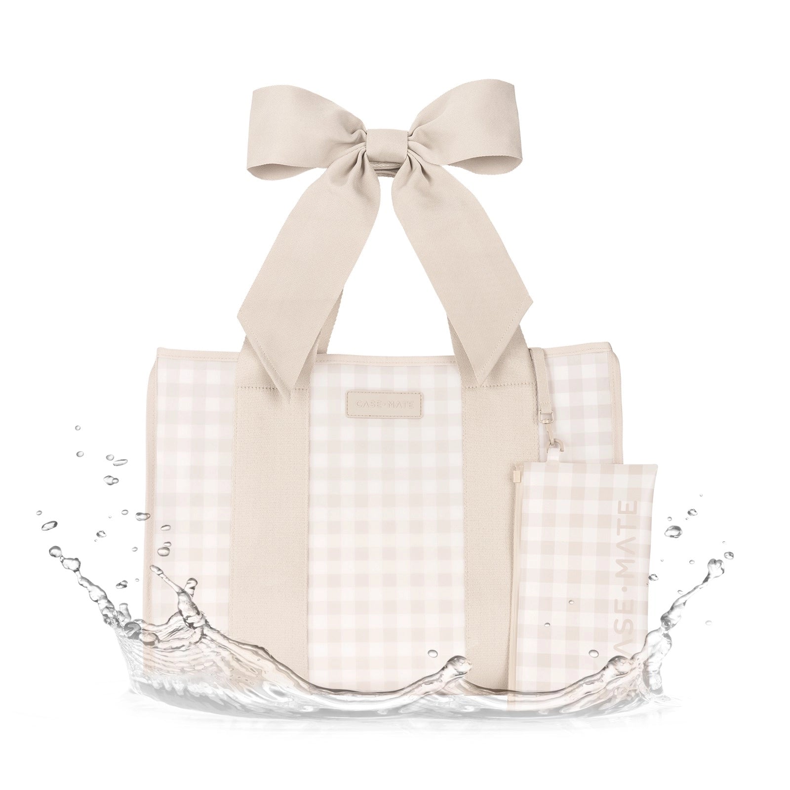 Case-Mate Bow Jelly Tote Bag - Latte Gingham