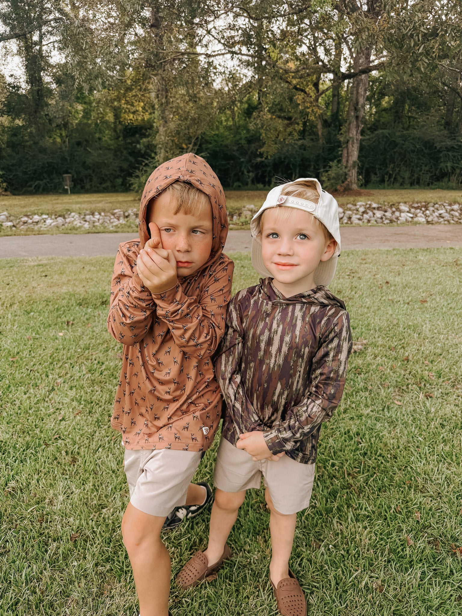 Youth Burlebo Performance Hoodie - Whitetail Deer - Brown