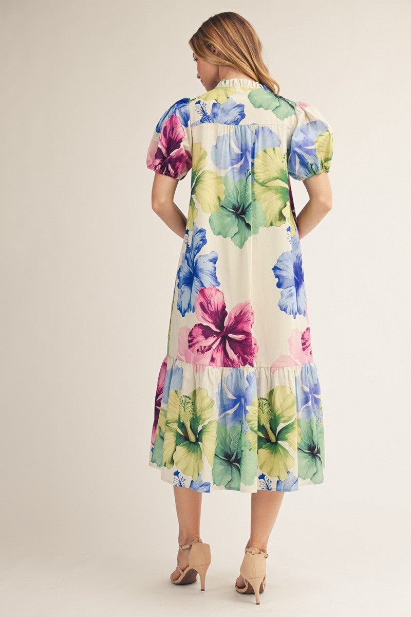 Blooming Canvas Midi Dress