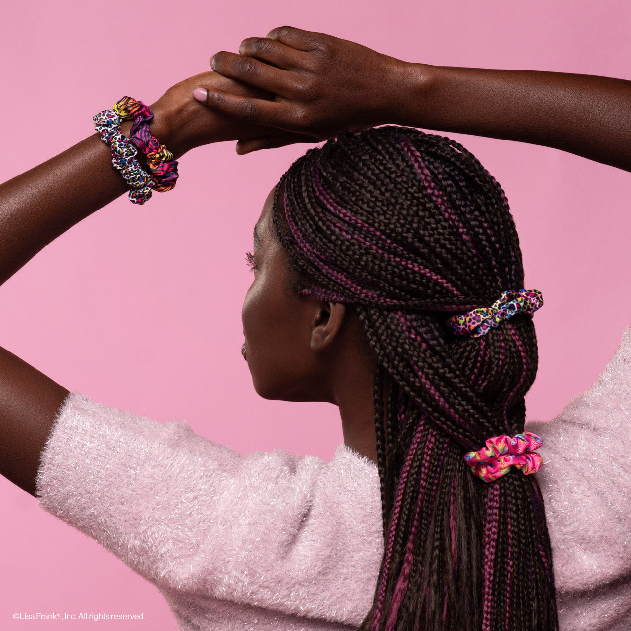 Lisa Frank X Kitsch Ruched Satin Scrunchies - Rainbow Leopard