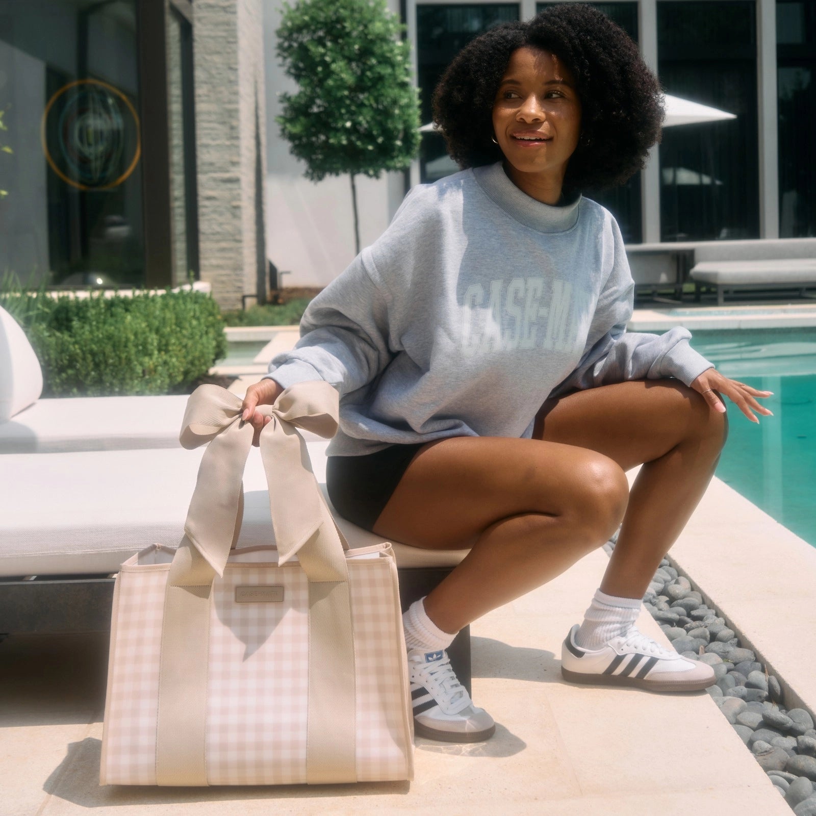 Case-Mate Bow Jelly Tote Bag - Latte Gingham