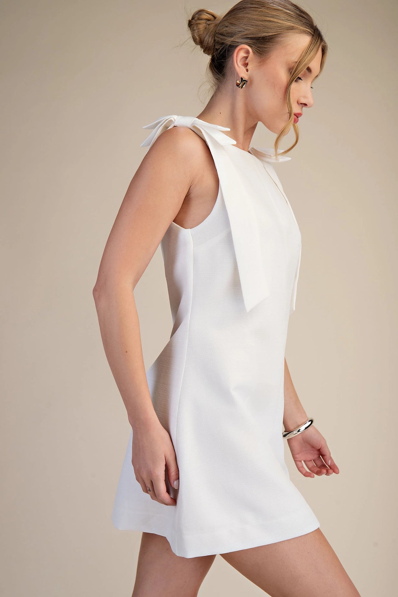 Tie It Pretty Mini Dress in White