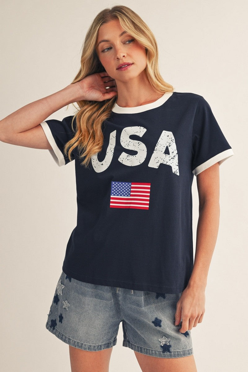 USA Tee in Navy