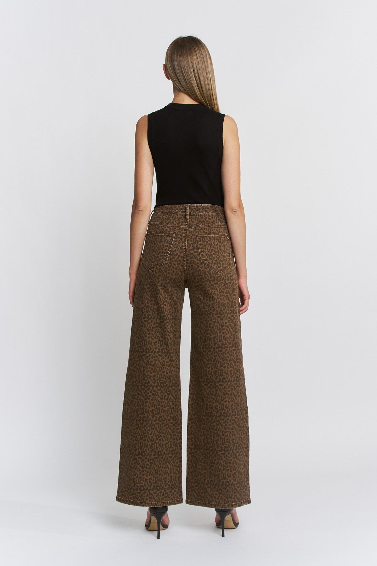 The Derby Super High Ride Wide Leg Leopard Jeans