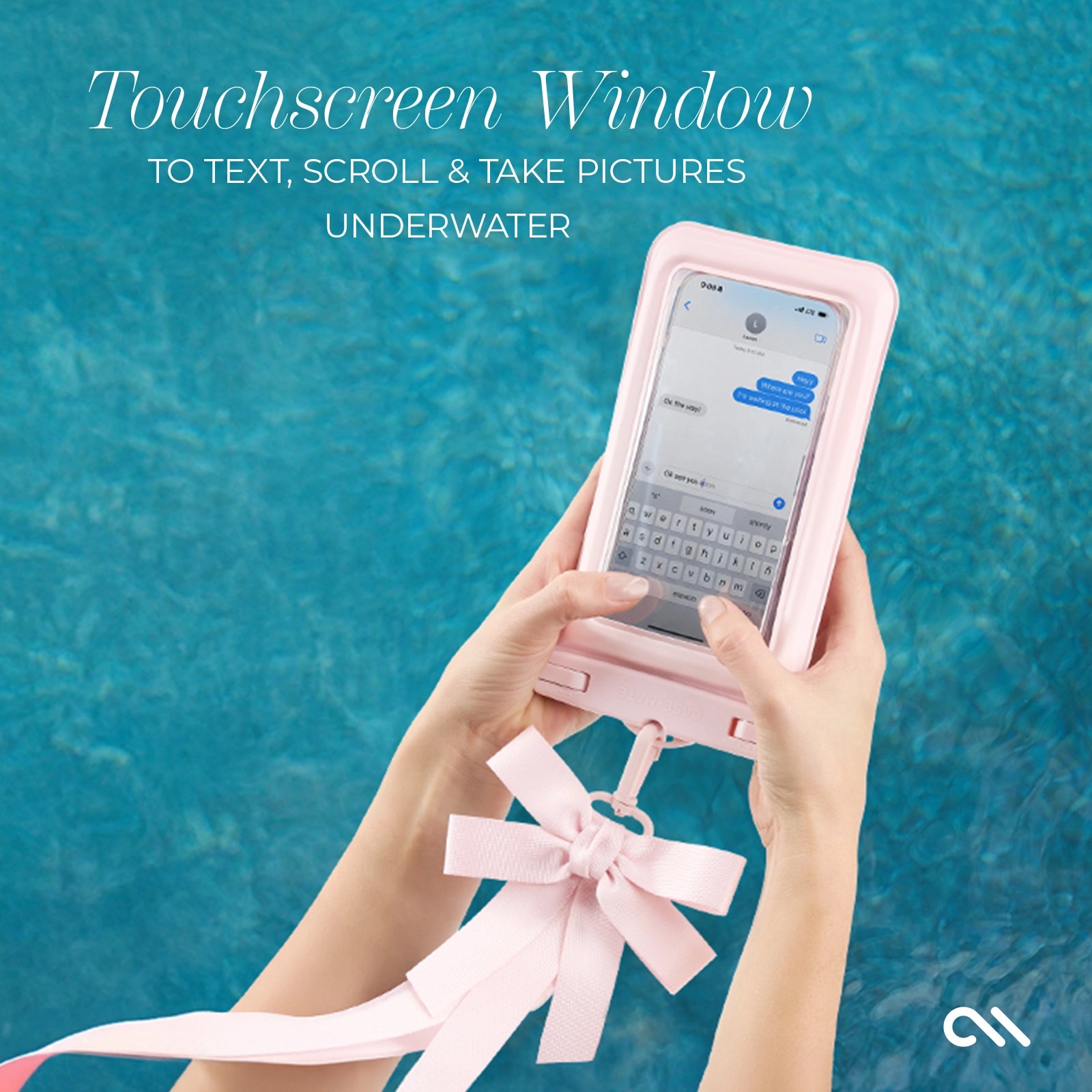 Waterproof Floating Phone Pouch - Ballet Pink Bow